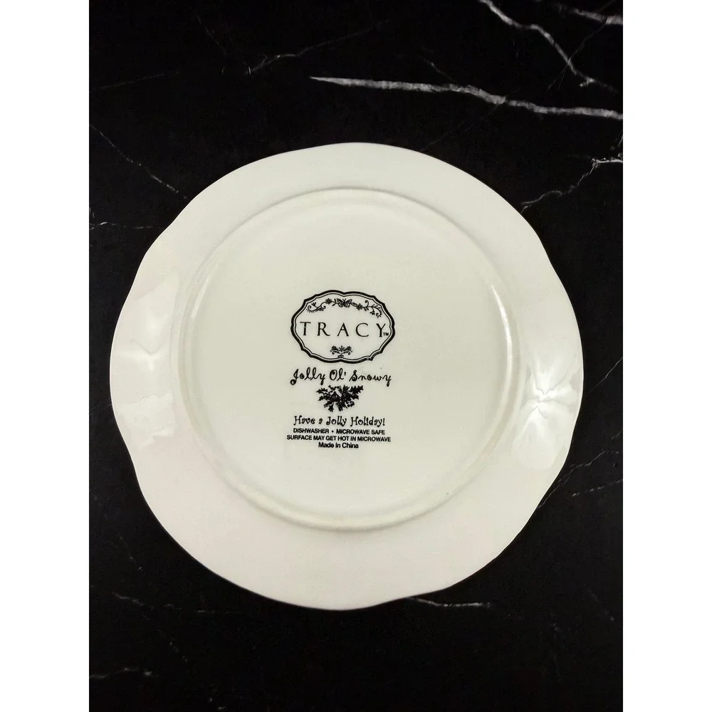 Tracy Porter Jolly Ol Snowy Snowman Red 8in Salad Plate MINT!
